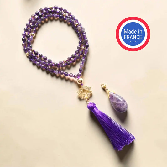 Collier Mala Améthyste fabriqué en France