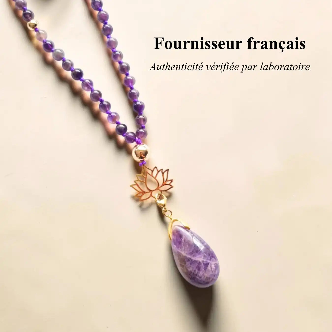 Mala Amethyste avec pierres naturelles authentiques
