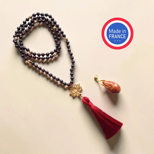 Collier Mala Grenat fabriqué en France