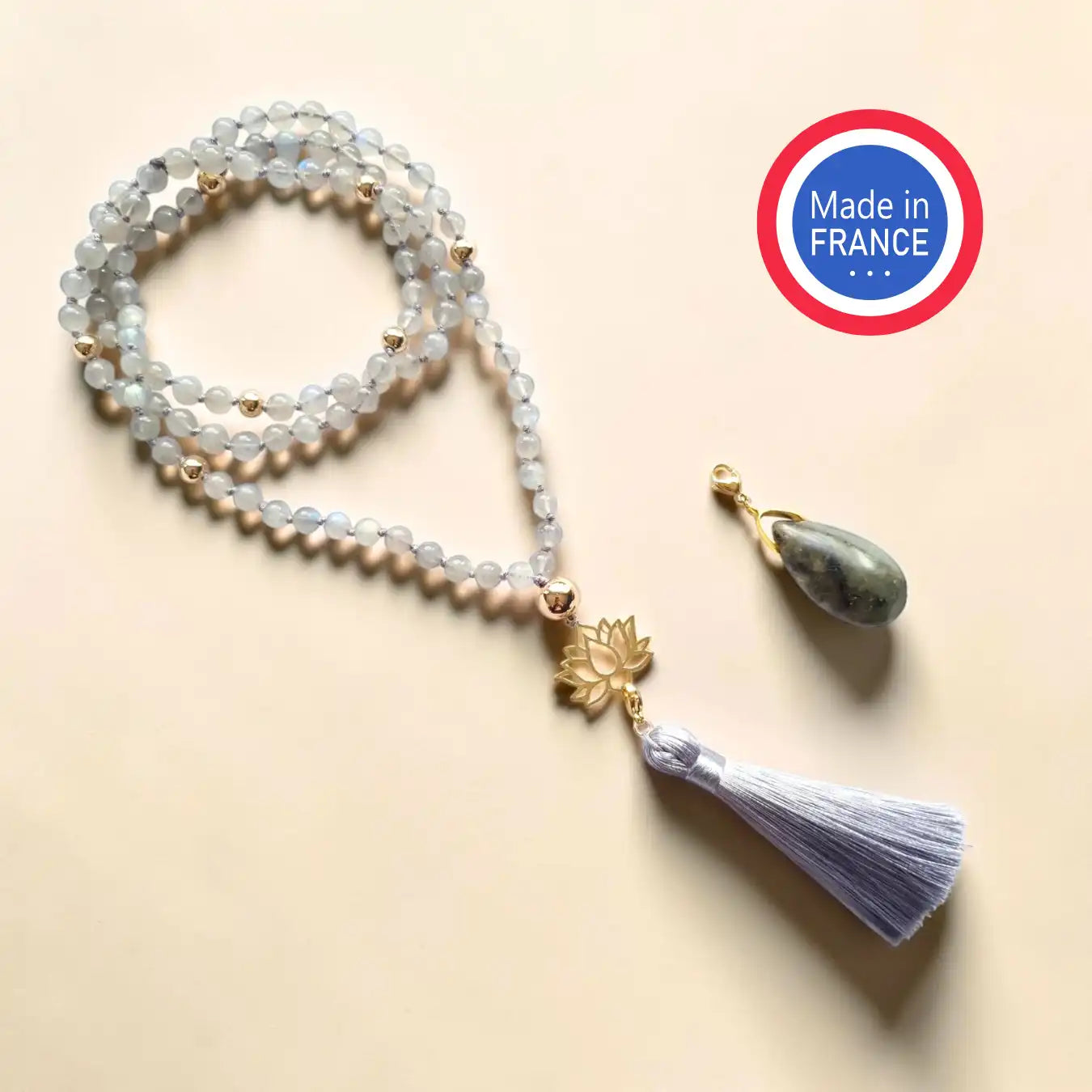 Collier Mala Labradorite fabriqué en France