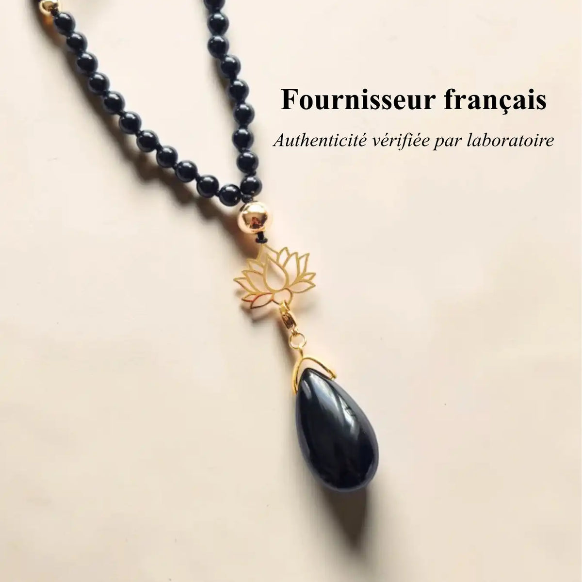 Mala Obsidienne avec pierres naturelles authentiques