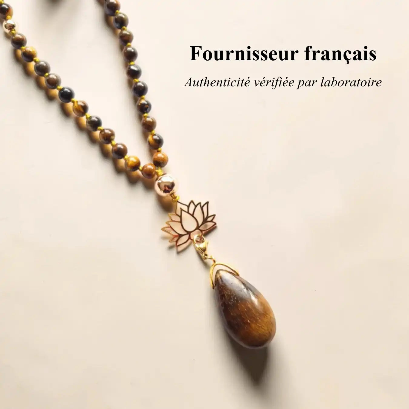 Mala Oeil de Tigre avec pierres naturelles authentiques